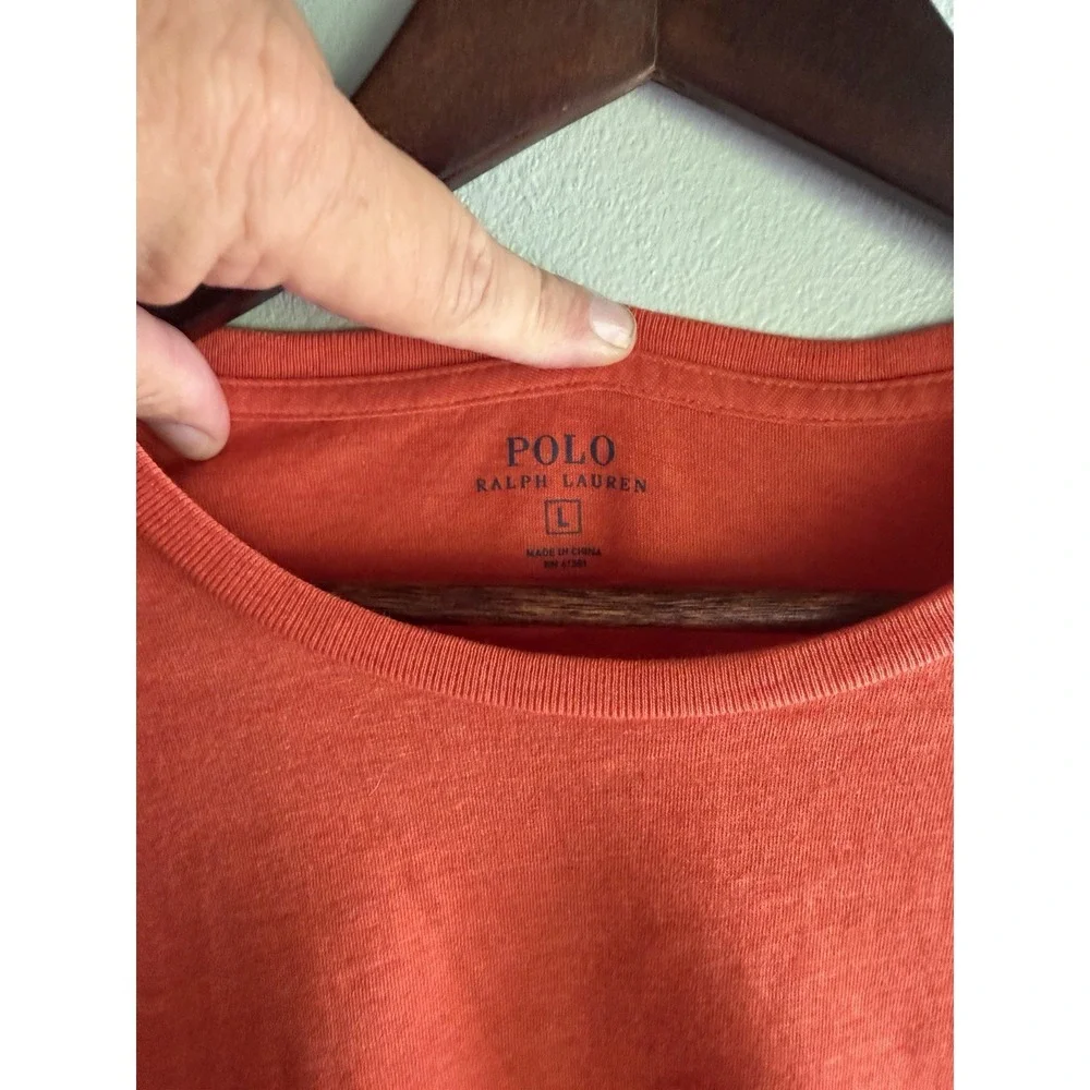 Men's Polo Ralph Lauren Orange‎ Long Sleeve Shirt Size Large